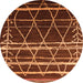 Round Machine Washable Oriental Orange Industrial Area Rugs, wshurb2673org