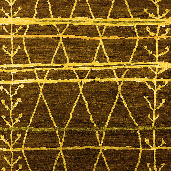 Machine Washable Oriental Yellow Industrial Rug, wshurb2673yw