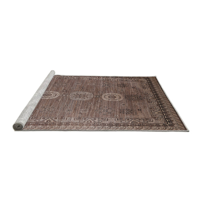 Sideview of Machine Washable Industrial Modern Sepia Brown Rug, wshurb2674