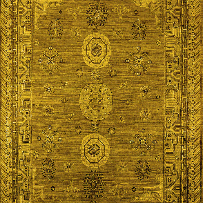 Machine Washable Oriental Yellow Industrial Rug, wshurb2674yw
