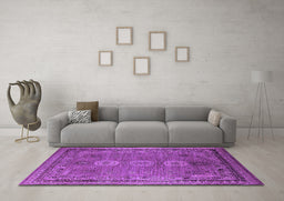 Machine Washable Oriental Purple Industrial Area Rugs in a Living Room, wshurb2674pur