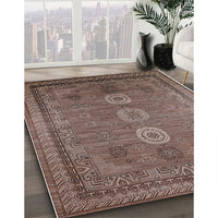 Mid-Century Modern Reddish Brown Oriental Rug, urb2674