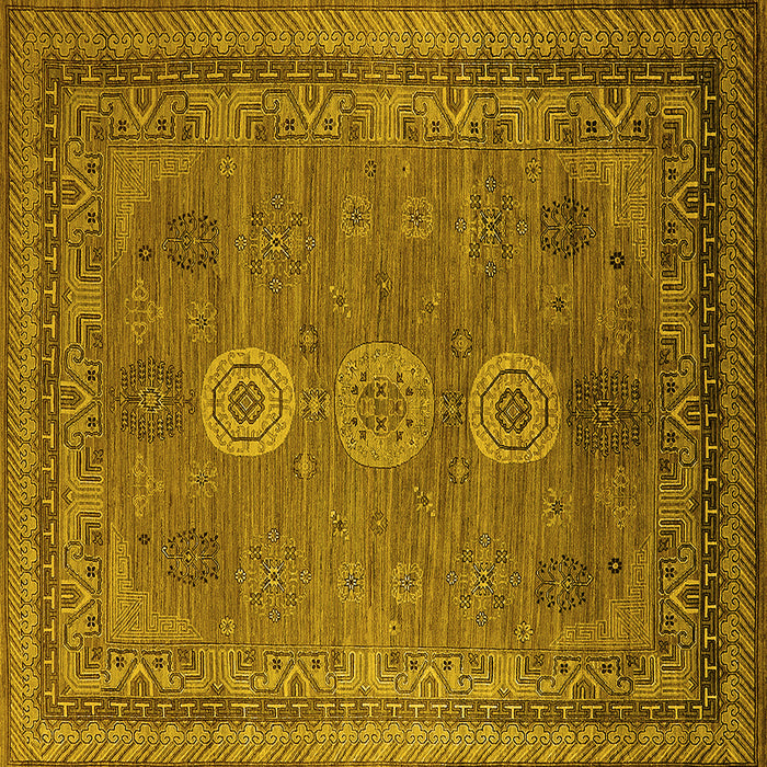 Square Machine Washable Oriental Yellow Industrial Rug, wshurb2674yw
