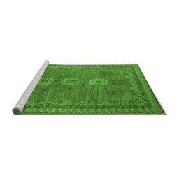 Sideview of Machine Washable Oriental Green Industrial Area Rugs, wshurb2674grn