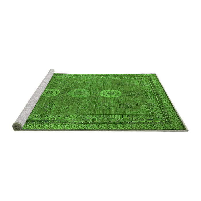 Sideview of Machine Washable Oriental Green Industrial Area Rugs, wshurb2674grn