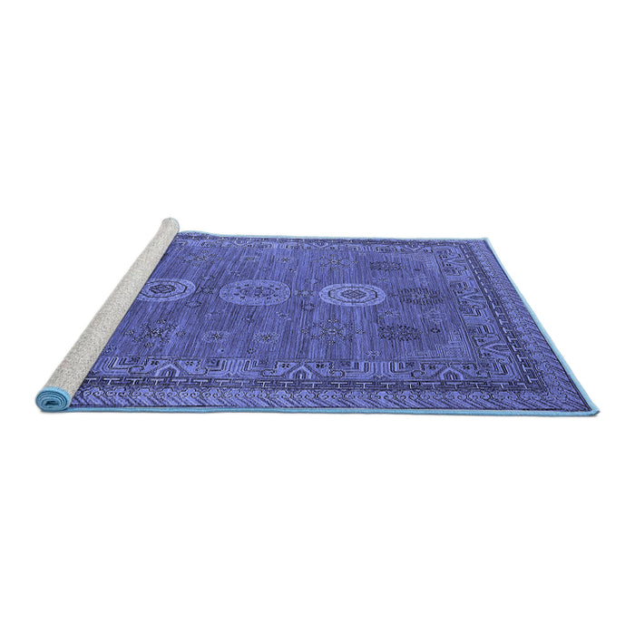 Sideview of Machine Washable Oriental Blue Industrial Rug, wshurb2674blu