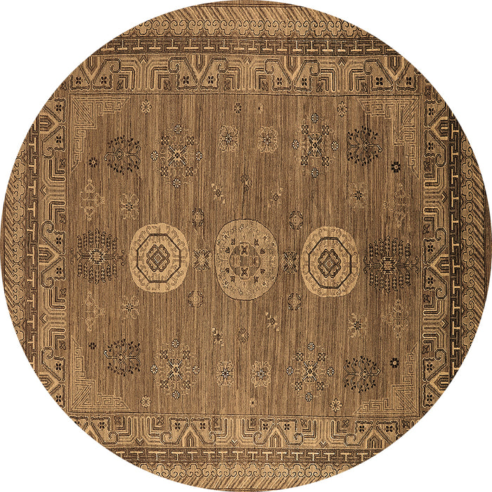 Round Oriental Brown Industrial Rug, urb2674brn