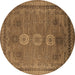 Round Oriental Brown Industrial Rug, urb2674brn