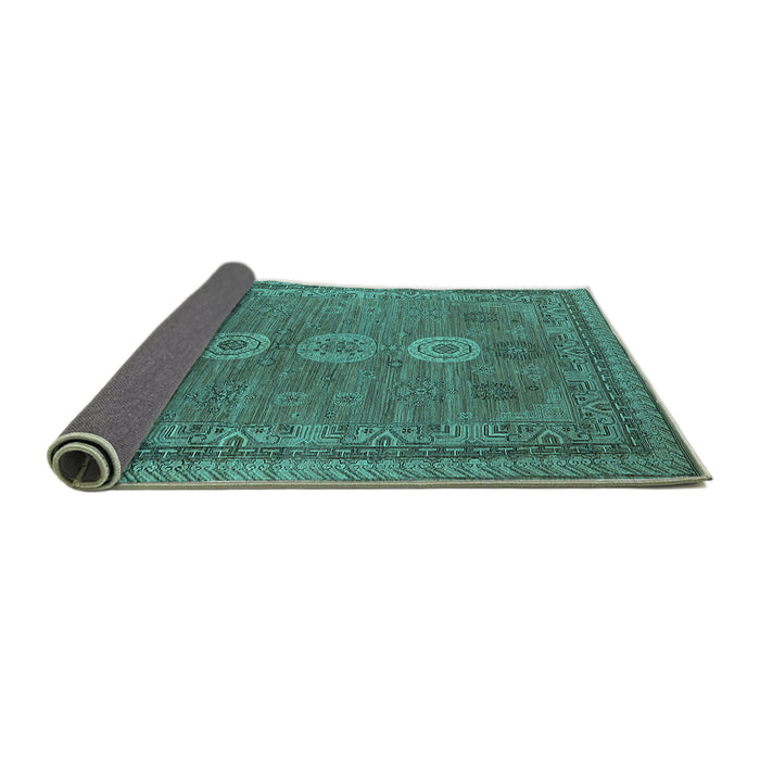 Sideview of Oriental Turquoise Industrial Rug, urb2674turq