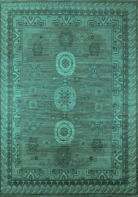 Oriental Turquoise Industrial Rug, urb2674turq