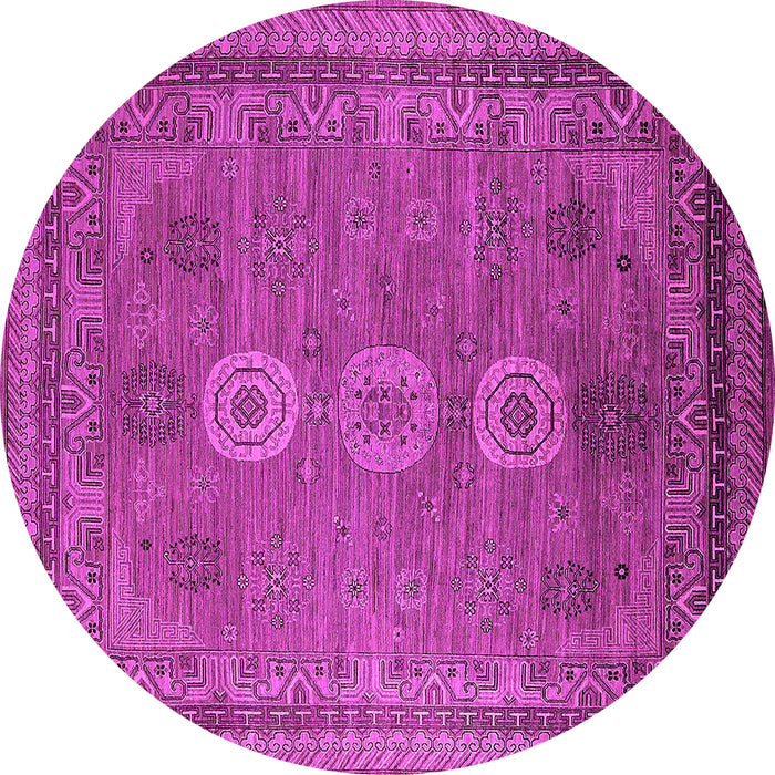 Round Machine Washable Oriental Pink Industrial Rug, wshurb2674pnk
