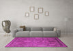 Machine Washable Oriental Pink Industrial Rug in a Living Room, wshurb2674pnk