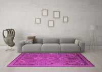 Machine Washable Oriental Pink Industrial Rug, wshurb2674pnk