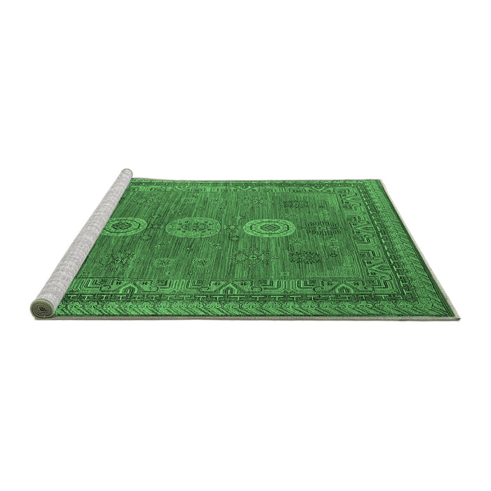 Sideview of Machine Washable Oriental Emerald Green Industrial Area Rugs, wshurb2674emgrn