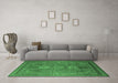 Machine Washable Oriental Emerald Green Industrial Area Rugs in a Living Room,, wshurb2674emgrn