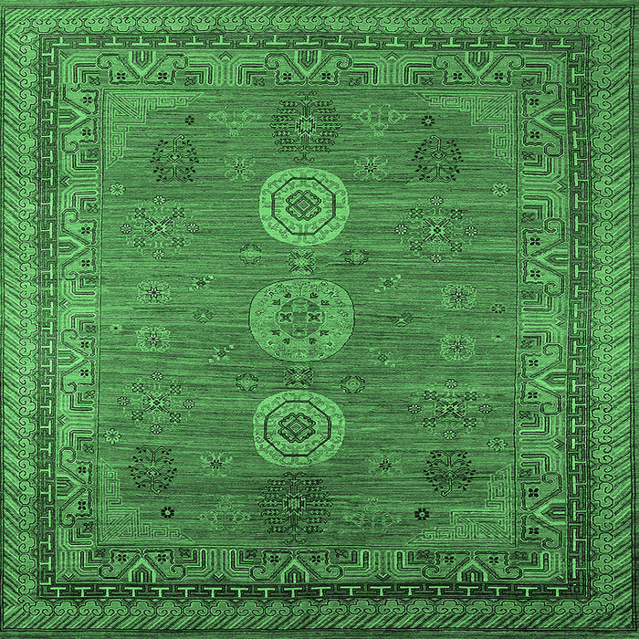 Square Oriental Emerald Green Industrial Rug, urb2674emgrn