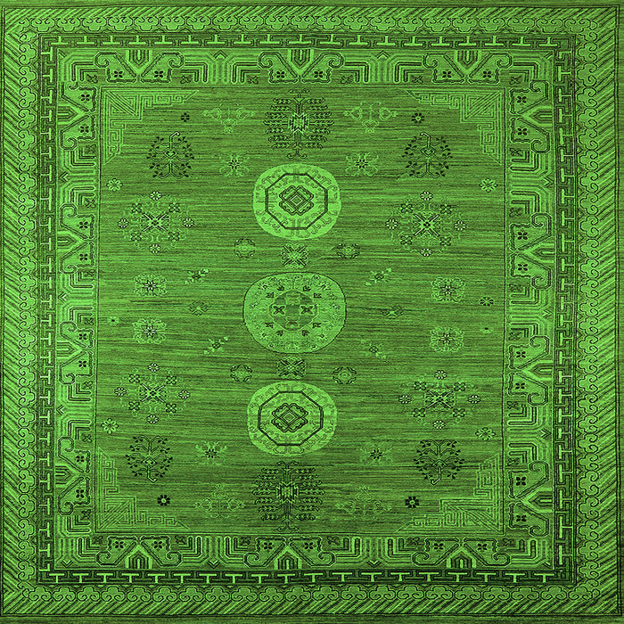 Square Oriental Green Industrial Rug, urb2674grn
