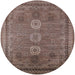 Round Mid-Century Modern Reddish Brown Oriental Rug, urb2674