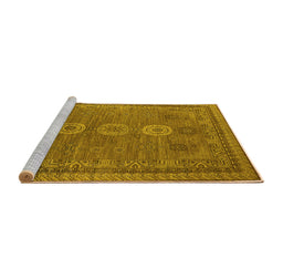 Sideview of Machine Washable Oriental Yellow Industrial Rug, wshurb2674yw