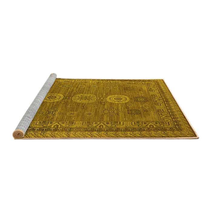Sideview of Machine Washable Oriental Yellow Industrial Rug, wshurb2674yw