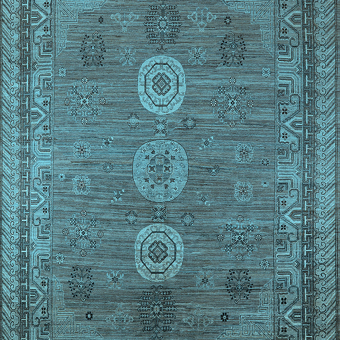 Machine Washable Oriental Light Blue Industrial Rug, wshurb2674lblu