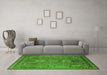 Machine Washable Oriental Green Industrial Area Rugs in a Living Room,, wshurb2674grn