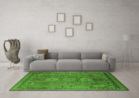 Machine Washable Oriental Green Industrial Rug, wshurb2674grn