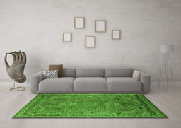 Machine Washable Oriental Green Industrial Area Rugs in a Living Room,, wshurb2674grn