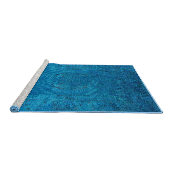 Sideview of Machine Washable Industrial Modern Deep Sky Blue Rug, wshurb2675