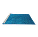 Sideview of Machine Washable Industrial Modern Deep Sky Blue Rug, wshurb2675