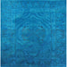 Square Mid-Century Modern Deep Sky Blue Oriental Rug, urb2675