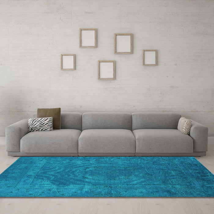 Machine Washable Oriental Turquoise Industrial Area Rugs in a Living Room,, wshurb2675turq