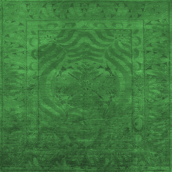 Square Machine Washable Oriental Emerald Green Industrial Area Rugs, wshurb2675emgrn