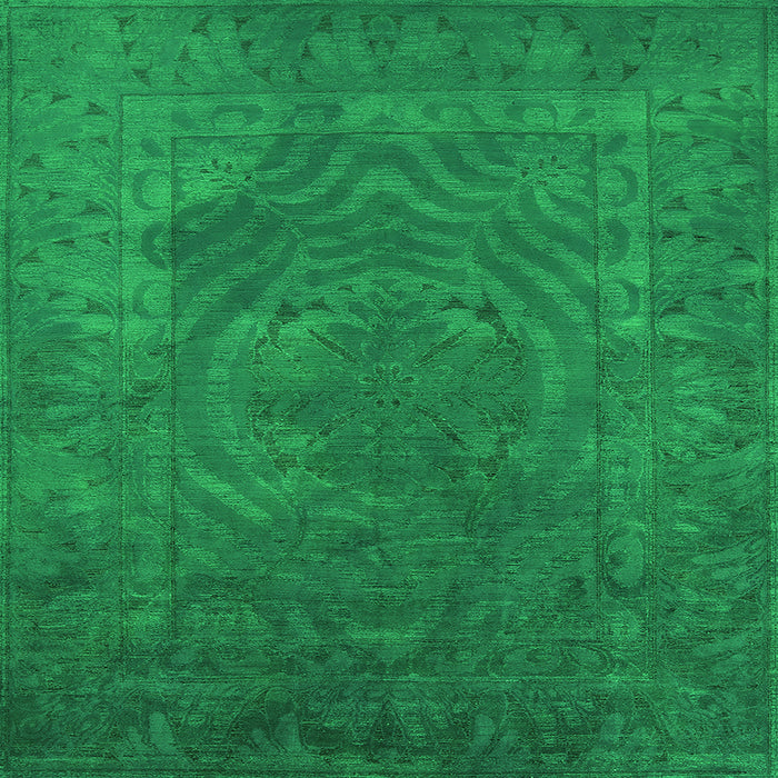 Square Machine Washable Oriental Green Industrial Area Rugs, wshurb2675grn