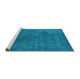 Sideview of Machine Washable Oriental Turquoise Industrial Area Rugs, wshurb2675turq