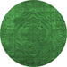 Round Oriental Emerald Green Industrial Rug, urb2675emgrn