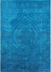 Machine Washable Industrial Modern Deep Sky Blue Rug, wshurb2675