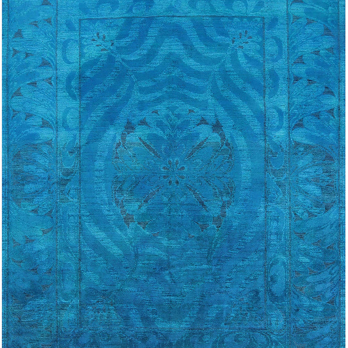Machine Washable Industrial Modern Deep Sky Blue Rug, wshurb2675