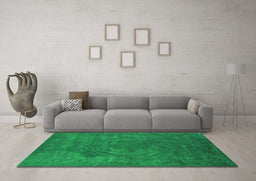 Machine Washable Oriental Green Industrial Area Rugs in a Living Room,, wshurb2675grn