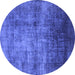 Round Oriental Blue Industrial Rug, urb2676blu