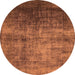 Round Machine Washable Oriental Orange Industrial Area Rugs, wshurb2676org