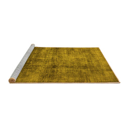 Sideview of Machine Washable Oriental Yellow Industrial Rug, wshurb2676yw