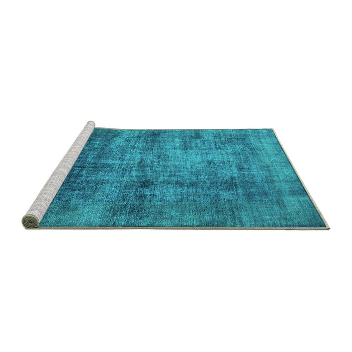 Sideview of Machine Washable Oriental Turquoise Industrial Area Rugs, wshurb2676turq