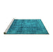 Sideview of Machine Washable Oriental Turquoise Industrial Area Rugs, wshurb2676turq