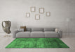 Machine Washable Oriental Emerald Green Industrial Area Rugs in a Living Room,, wshurb2676emgrn