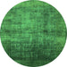 Round Oriental Green Industrial Rug, urb2676grn