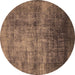 Round Oriental Brown Industrial Rug, urb2676brn