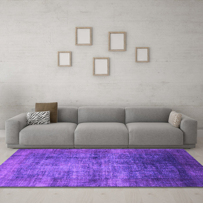 Machine Washable Oriental Purple Industrial Area Rugs in a Living Room, wshurb2676pur