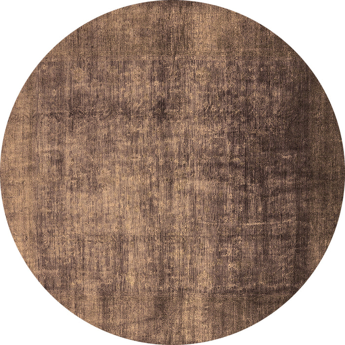 Round Machine Washable Oriental Brown Industrial Rug, wshurb2676brn