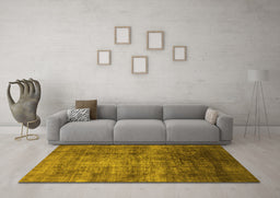 Machine Washable Oriental Yellow Industrial Rug in a Living Room, wshurb2676yw